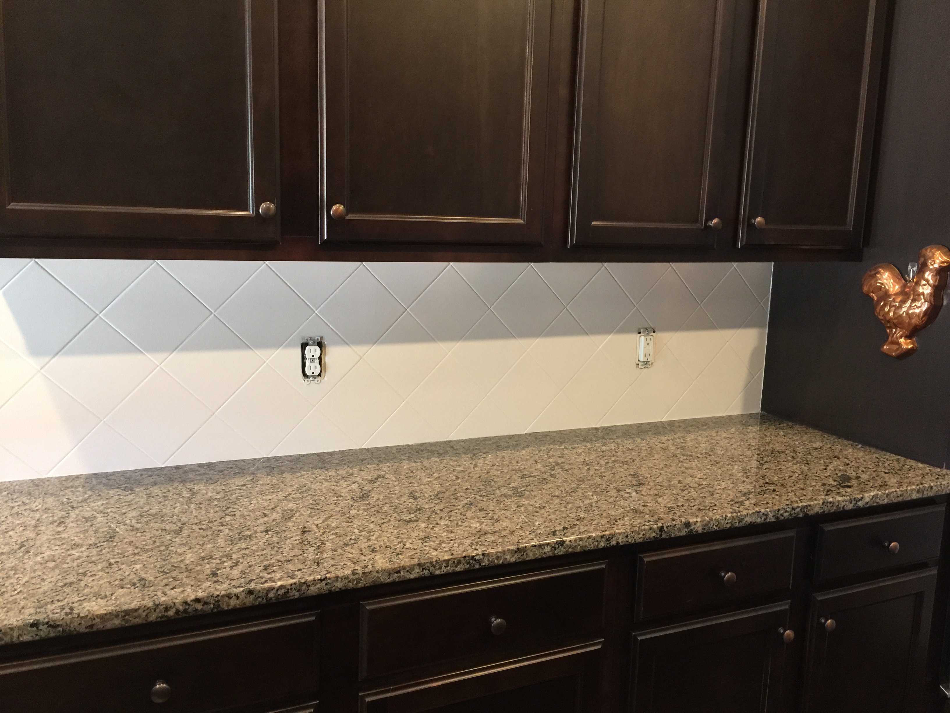 Finished painted kitchen backsplash tile