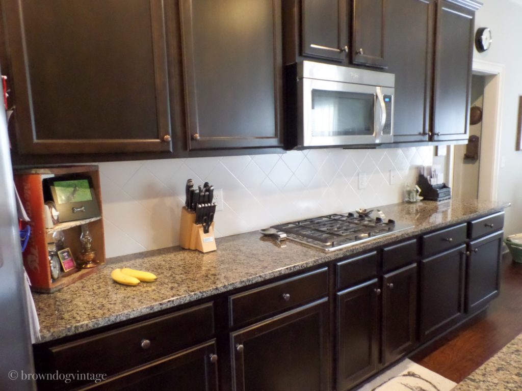 painted tile kitchen backsplash