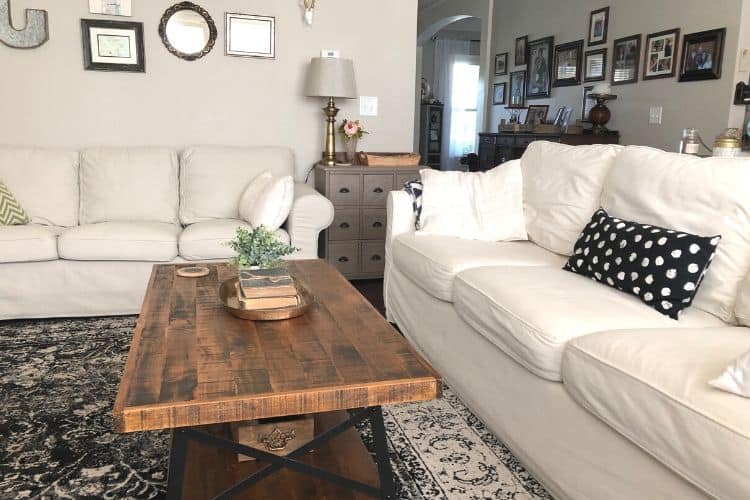 Pottern barn couch and ikea couch in a living room