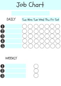 Blue daily and weekly chore chart template.