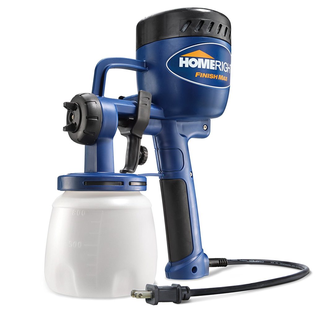 A blue paint sprayer on a white background.