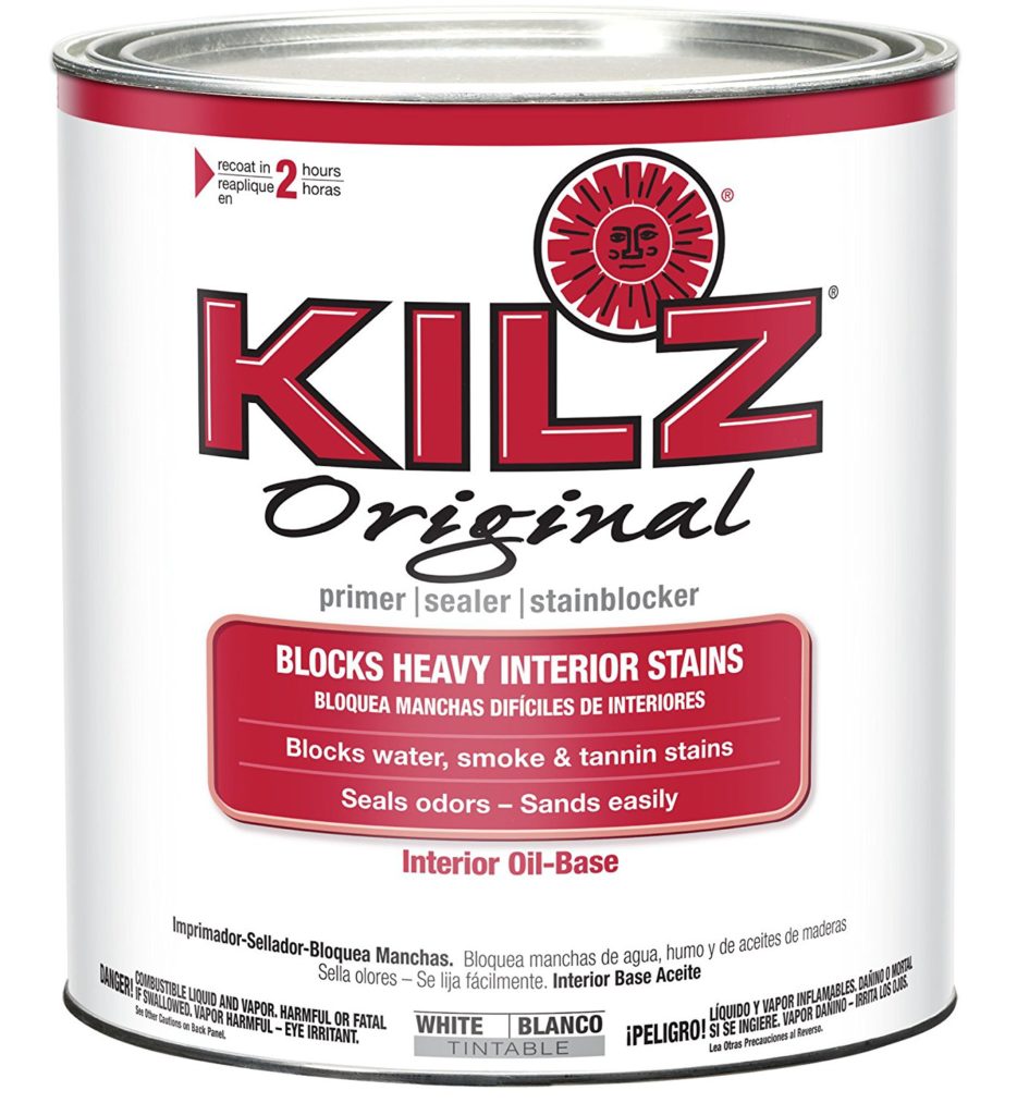 A can of Kilz original paint primer on a white background.