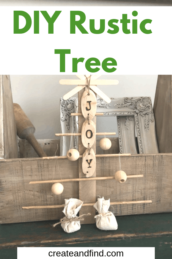 Pinterest graphic with text that reads \"DIY Rustic Tree\".