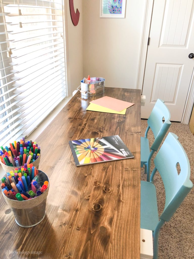 Playroom desk makeover - finished picture