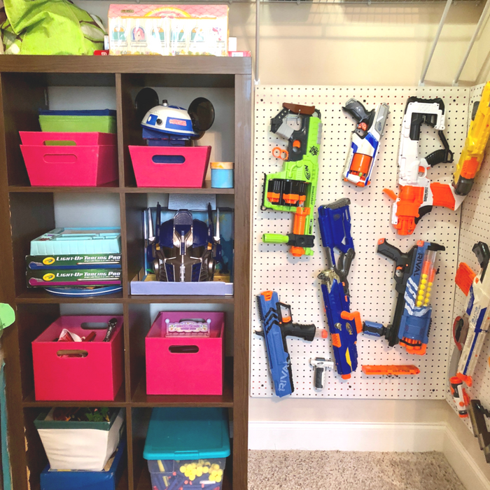 nerf gun pegboard storage