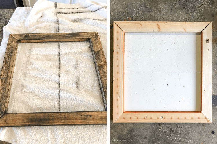 Making a DIY frame for faux greenery spring art