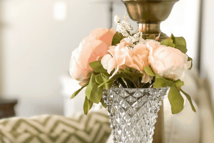 Faux flowers in a vase