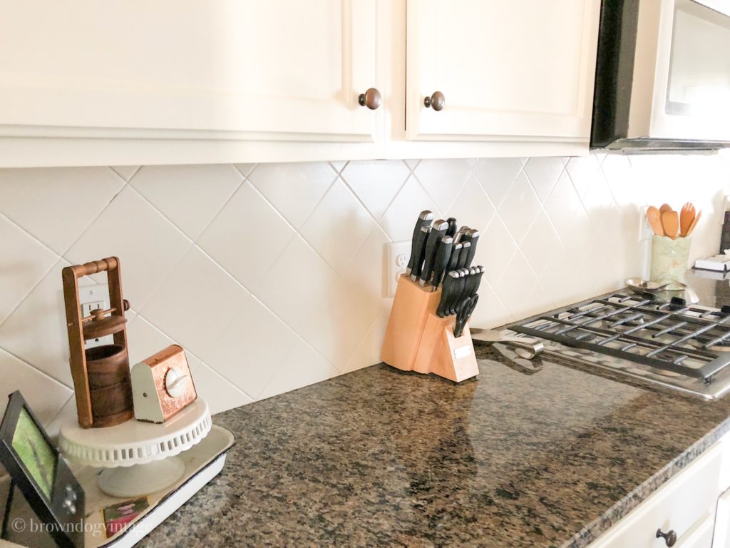 Tile backsplash painted white