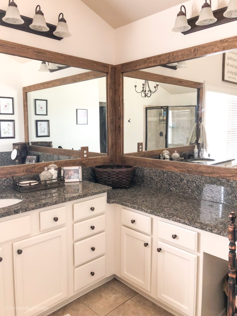 Repainted master bathroom cabinet and vanity 