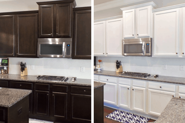 Before and After pictures of a thrifty kitchen makeover