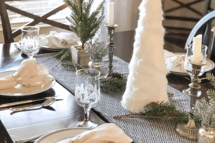 Dining room decorated for Christmas