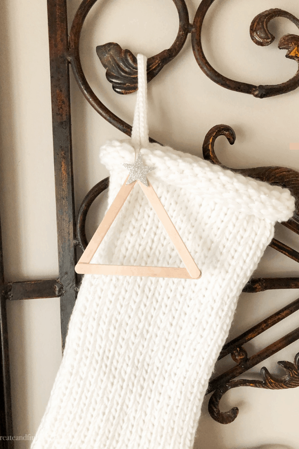 Easy DIY Christmas ornament - a triangle made from popsicle sticks