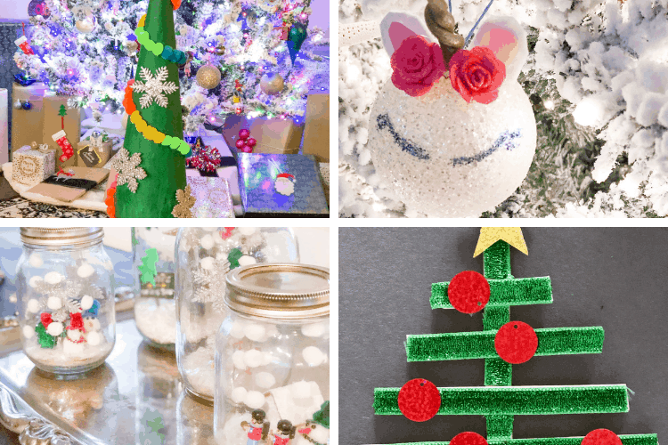 Collage of kids Christmas crafts ideas