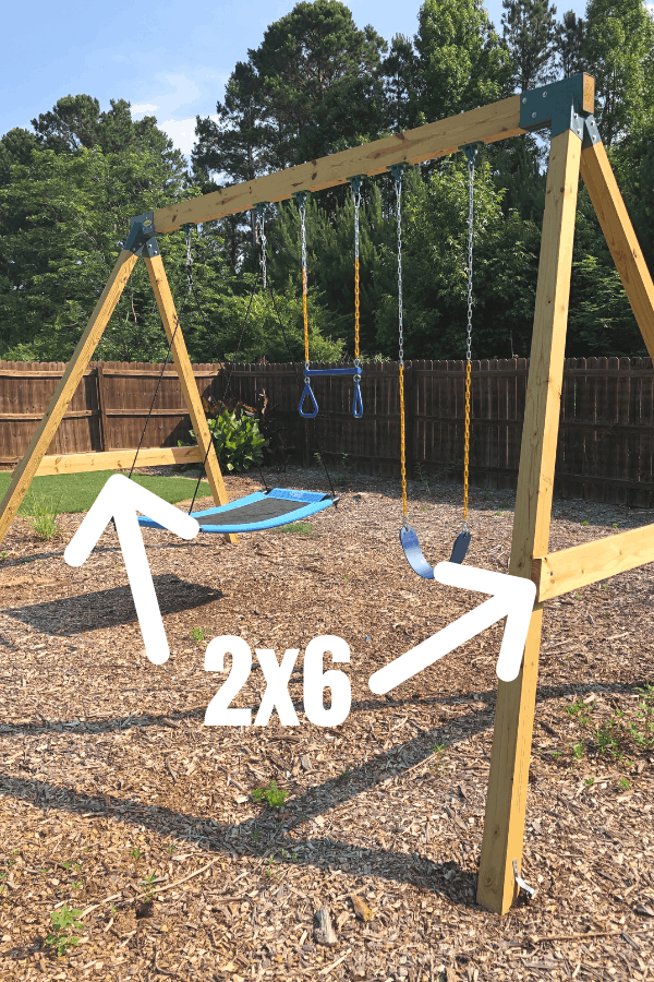 diy swing set showing the 2x6