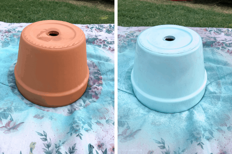 Planter painted with spray paint