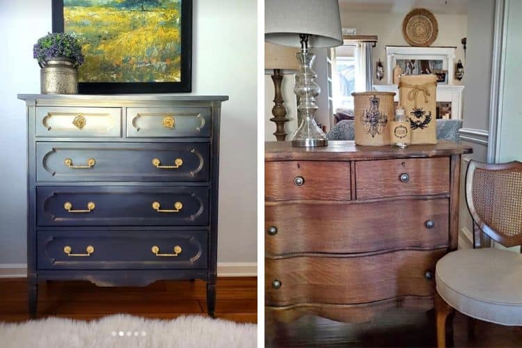 Before and After pictures of furniture flipped to resell for profit