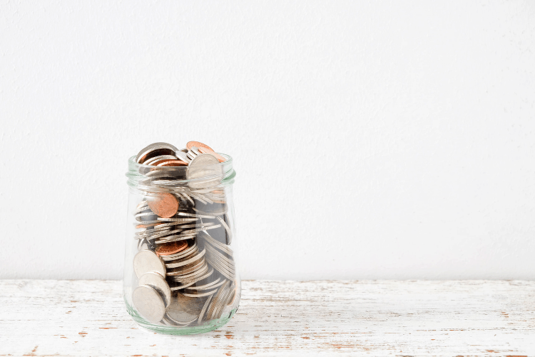 Jar with coins in it