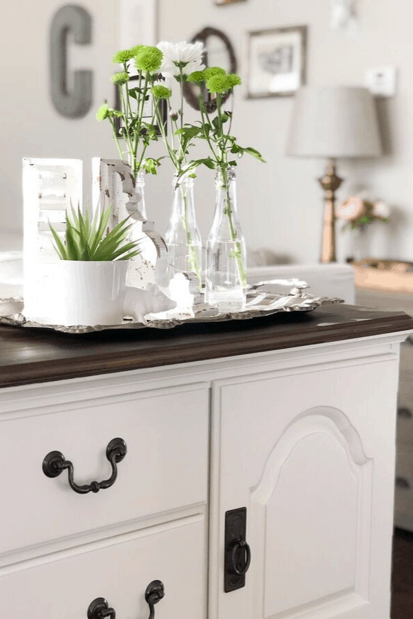 Sideboard decorated with inexpensive decor