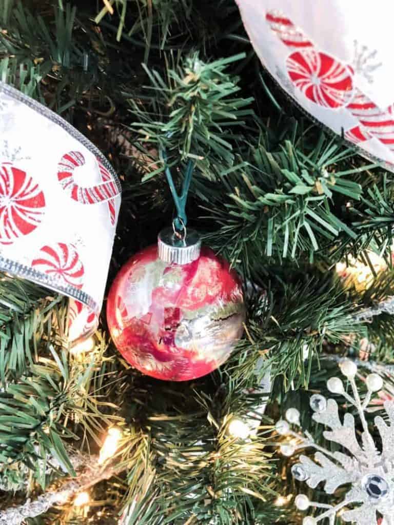 Red and silver Christmas ornament