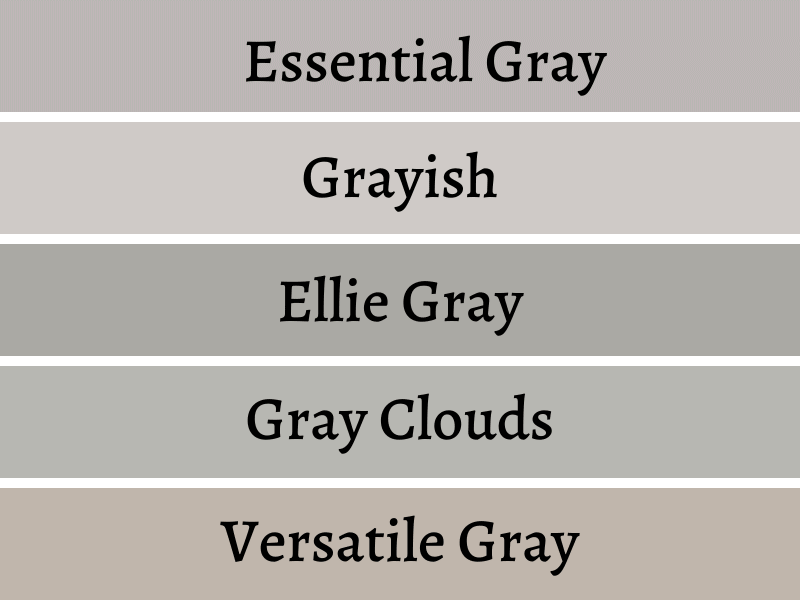 Paint samples with names