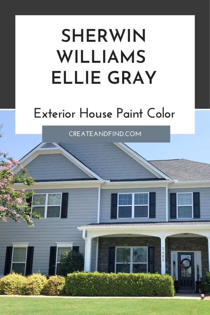 Image with text: Sherwin Williams Ellie Gray Exterior House Paint Color