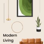 Image with text: Modern living room mood board