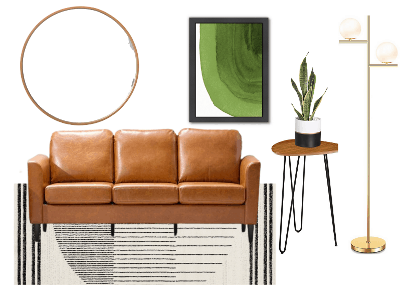 Collage of modern living room furniture and decor ideas