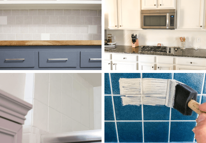 Collage of pictures for painted tile backsplash