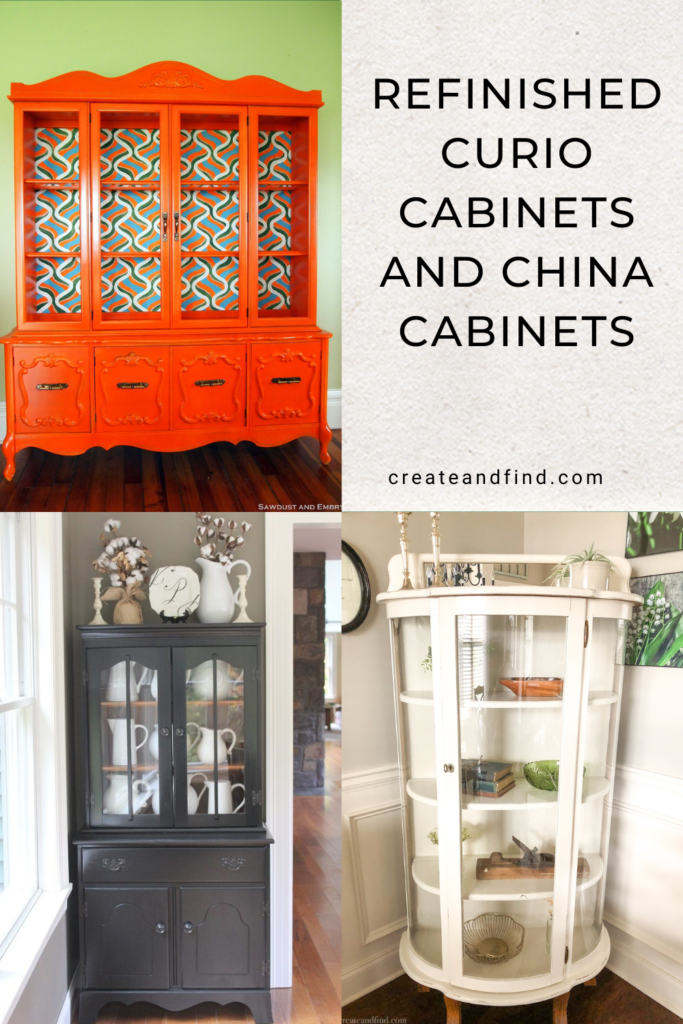 Collage of refinished curio and china cabinets