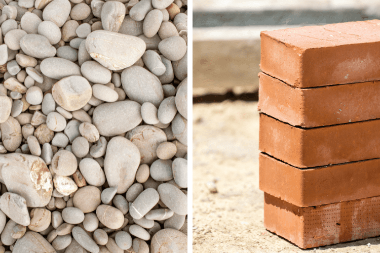 heavy planter fillers - pebbles and bricks