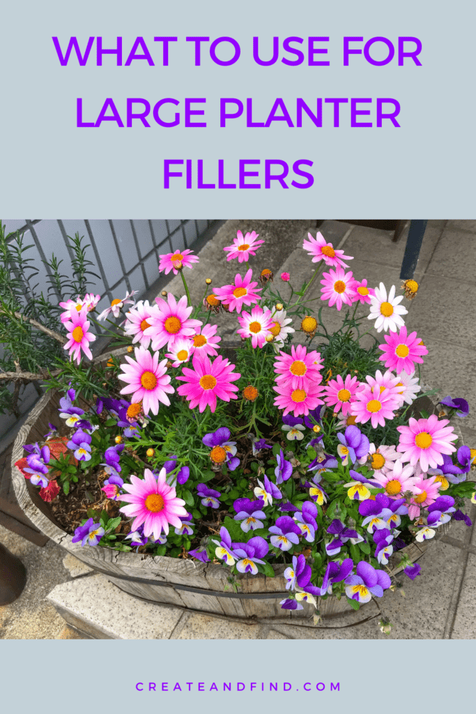 Image with text: What to use for large planter fillers