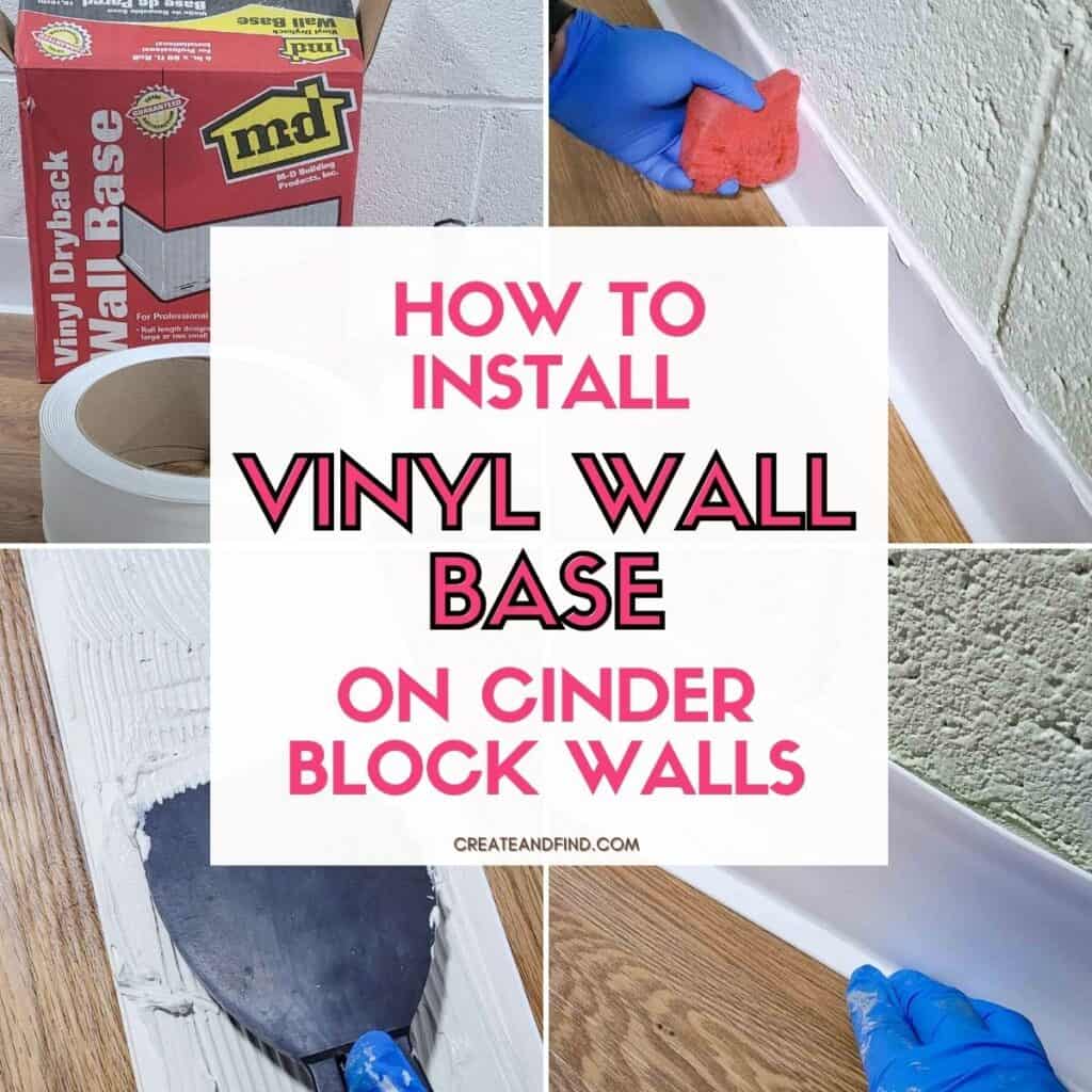 Graphic with text: How to Install Vinyl Wall Base on Cinder Block Walls